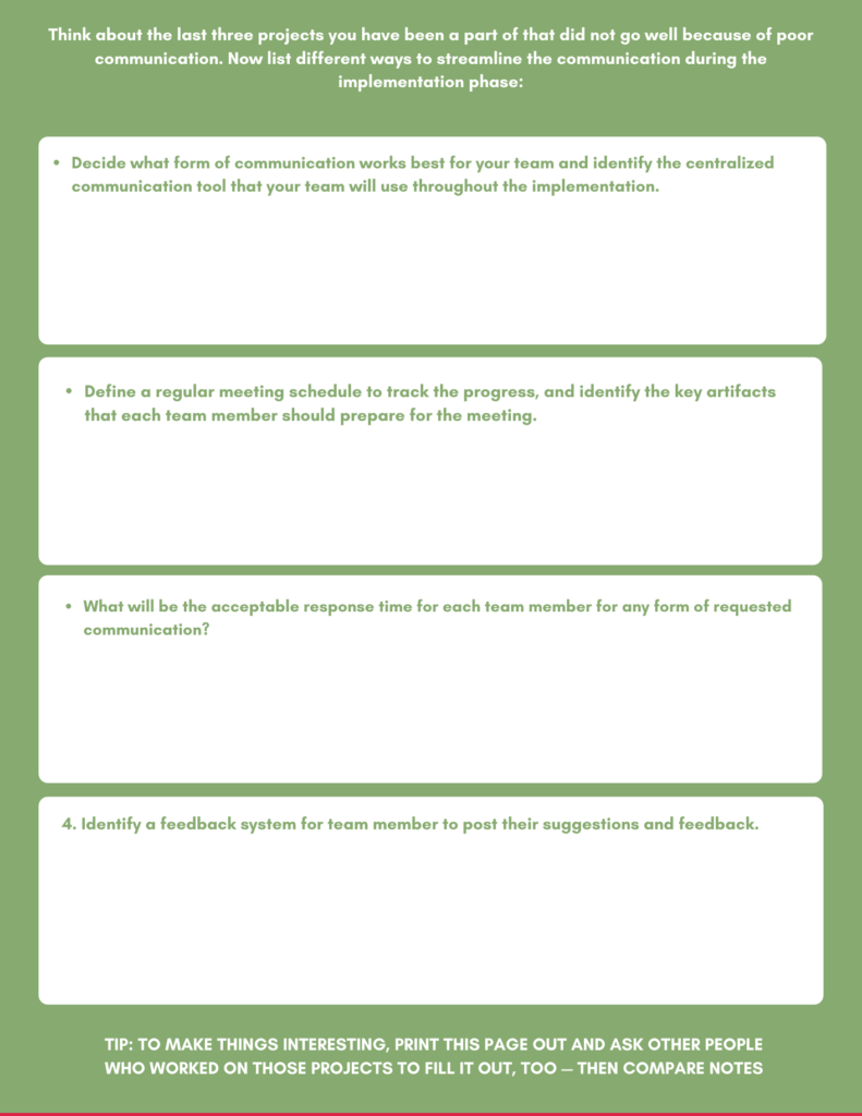Project team pledge exercise