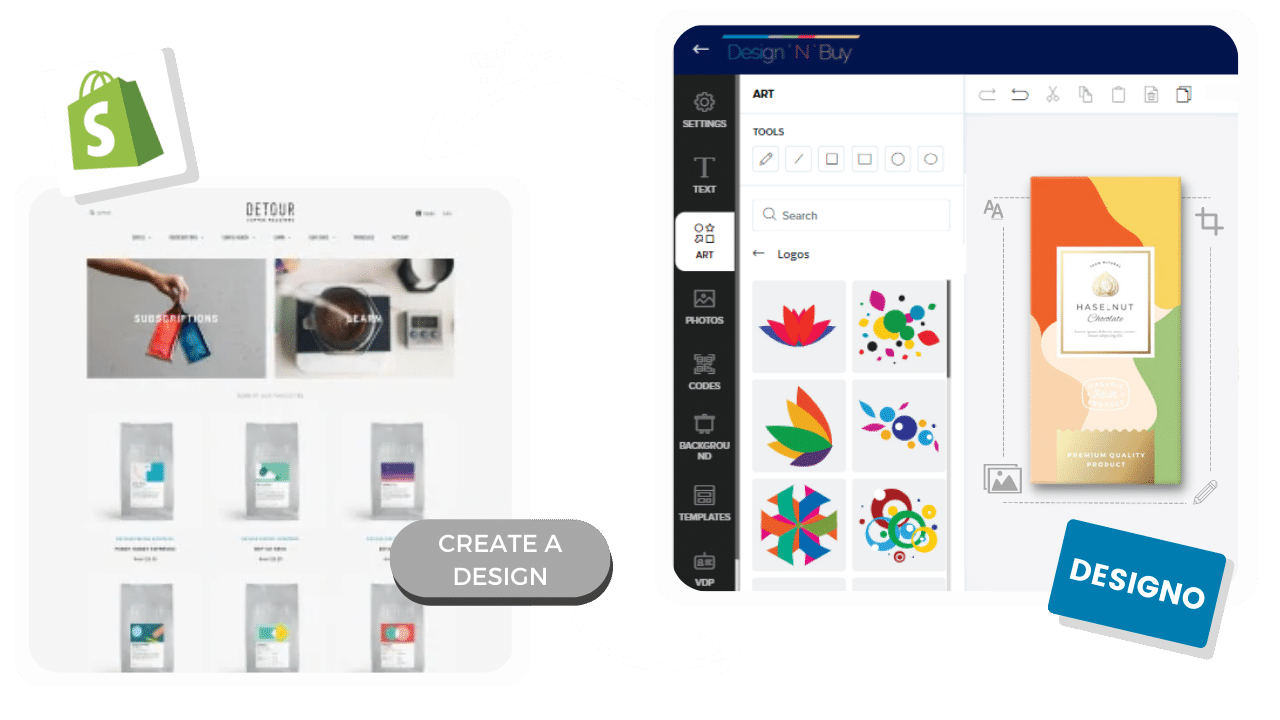 Shopify designer tool for printers