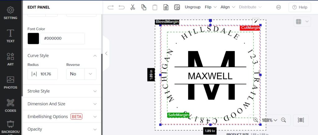curve text