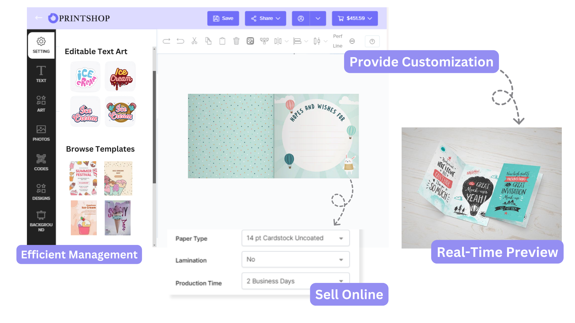 Online greeting card design software web to print greeting card