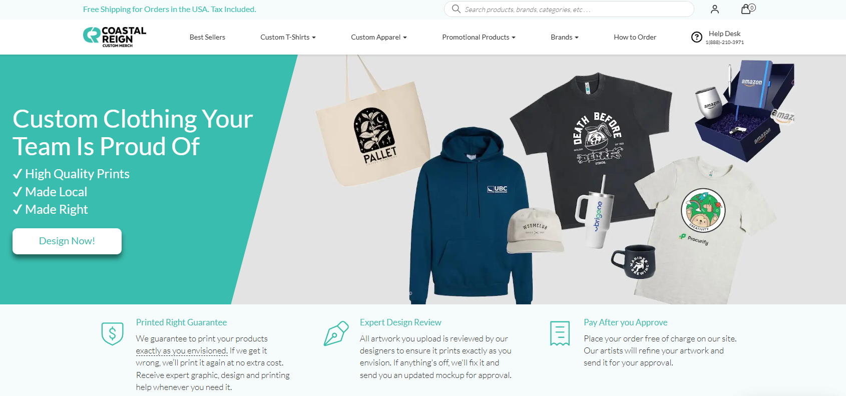 Custom clothing and promotional merchandise produced by Coastal Reign in Canada