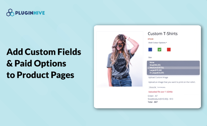PluginHive custom fields and paid options interface for product pages in woocommerce product designer plugin