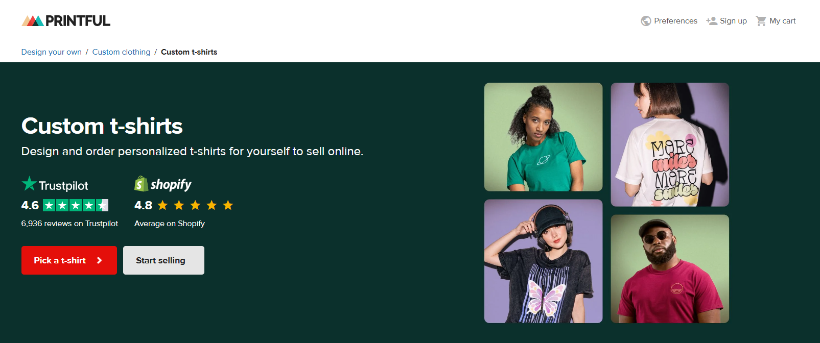 Best tshirt design software interface showing custom t-shirt design and ordering platform with online personalization tools