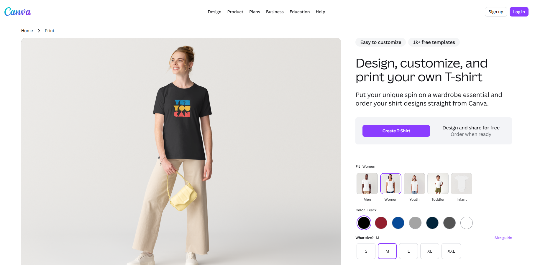 Best tshirt design software Canva interface for designing and customizing t-shirts online with templates and design tools